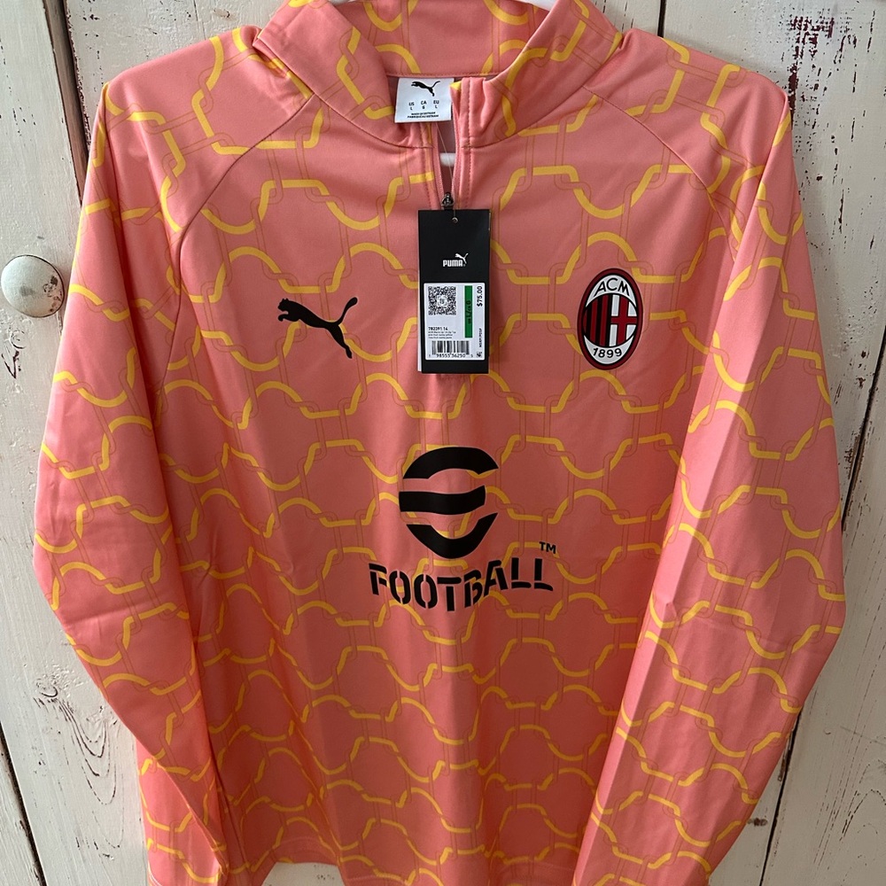 Puma Pink and Yellow AC Milan Football Top